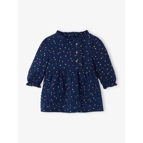 Robe en gaze de coton bébé ouverture décalée marine