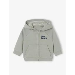 Sweat  zippé à capuche bébé vert de gris
