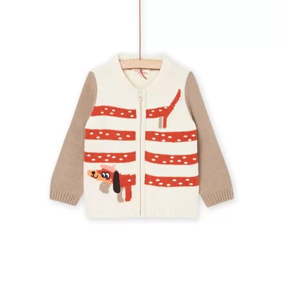 Gilet Ivoire En Tricot À Animation Chien – Ecru