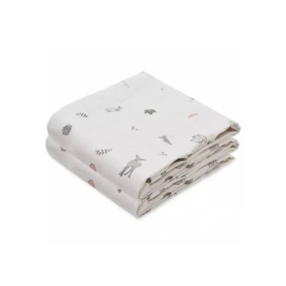 Lot de 2 langes en coton bio Faon (70 x 70 cm)