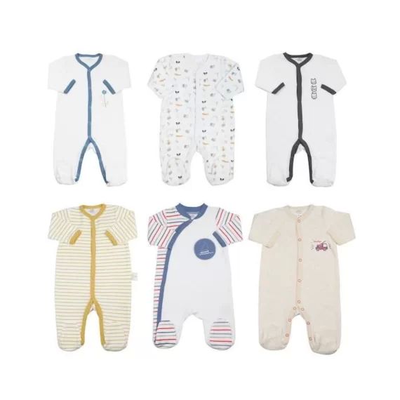 Lot De 6 Pyjamas Bébé Trois Kilos Sept – Blanc 6 Mois Blanc