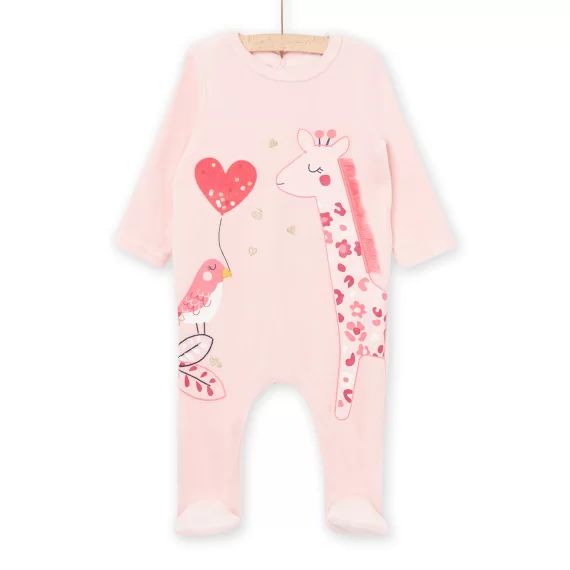 Grenoullière À Motif Girafe Et Oiseau – Rose