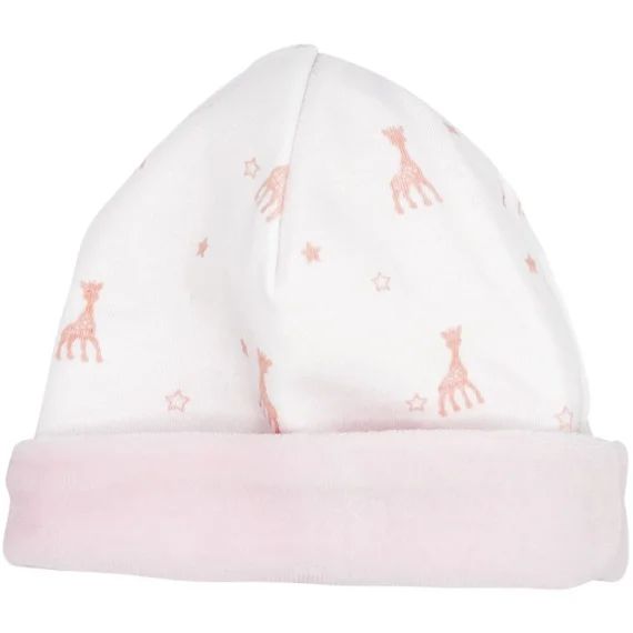 Bonnet en coton rose Sophie la girafe (1-3 mois)
