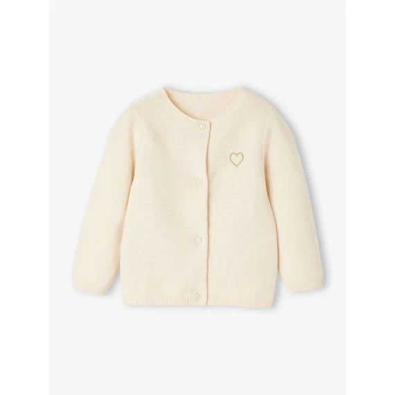 Cardigan broderie dorée coeur bébé BASICS ivoire