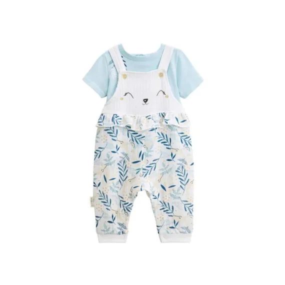 Ensemble Salopette Bébé En Gaze De Coton Et T-shirt Iskia – Petit Beguin – Bleu – Mixte Bleu