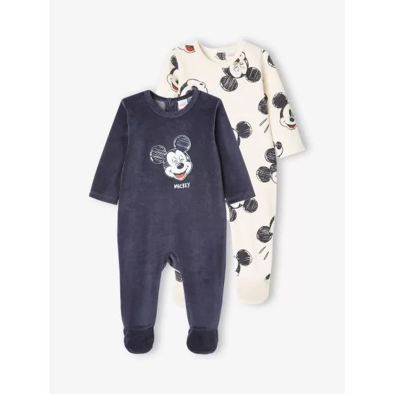 Lot de 2 dors-bien garçon Disney® Mickey gris clair uni avec decor