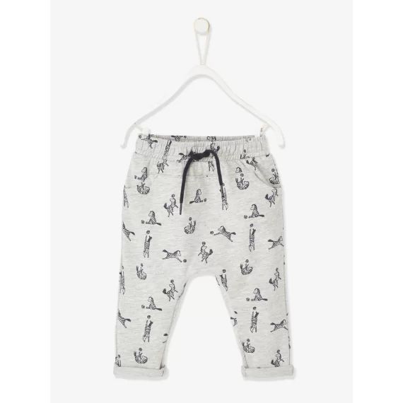 Pantalon molleton bébé garçon gris clair chiné