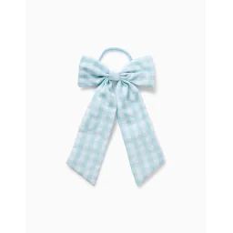 Élastique À Cheveux Avec Nœud Vichy Long Bleu Clair