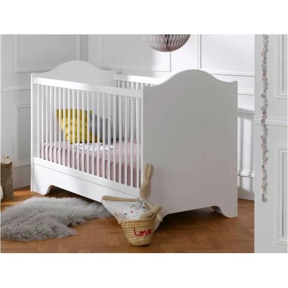 Lit Bébé Évolutif Occitane 70×140 – Blanc Blanc