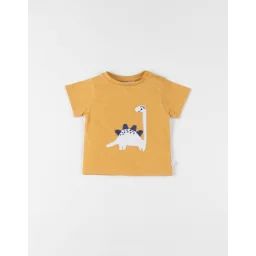 T-shirt Dino À Courtes Courtes Jaune