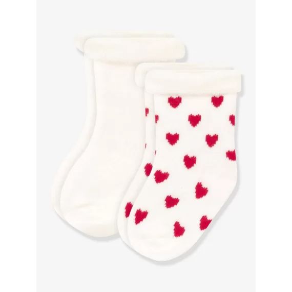 Lot de 2 paires de chaussettes bébé en tricot PETIT BATEAU blanc imprimé