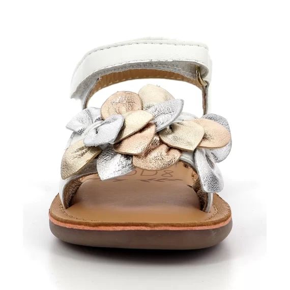 Sandales en cuir cloknot blanches –  – Soldes