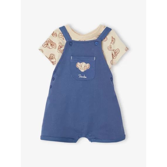 Ensemble bébé T-shirt + salopette short Disney® Le Roi Lion ecru/indigo