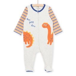 Grenouillière À Motif Dinosaures. – Ecru