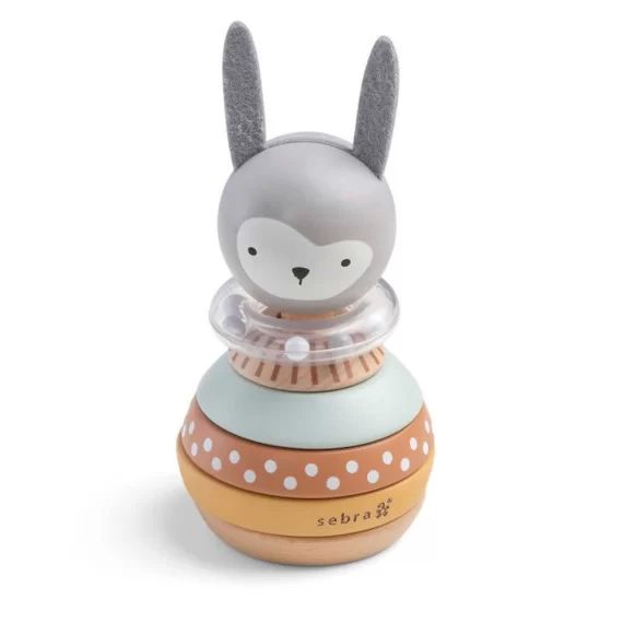 Jeu À Empiler En Bois Lapin – Eveil Bébé – Sebra Gris