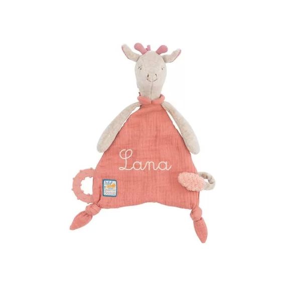 Doudou attache sucette girafe Sous mon baobab (personnalisable)
