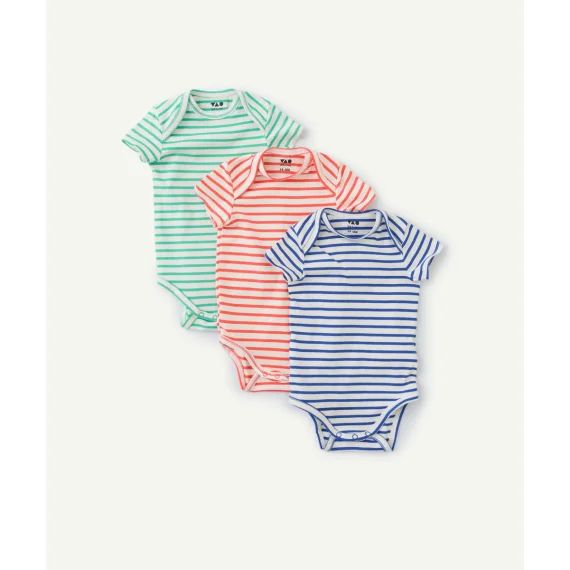 Lot de 3 body manches courtes bébé marinière