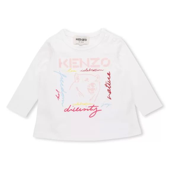 T-shirt en coton avec imprimé Fille Blanc