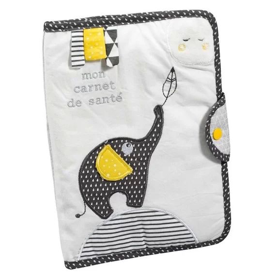 Babyfan – Protège Carnet de Santé Jaune,Blanc,Gris gris