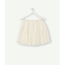 Jupe courte et tounante en tulle avec pois couleur dorée bébé fille –  – Soldes