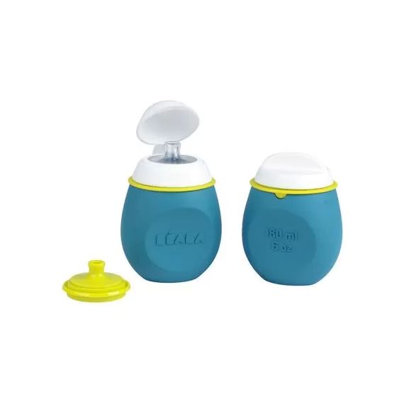 Lot gourde 2 en 1 et pot de conservation Babysqueez bleu