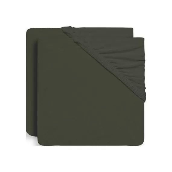 Lot de 2 draps housses de berceau vert feuille (40 x 80 cm)