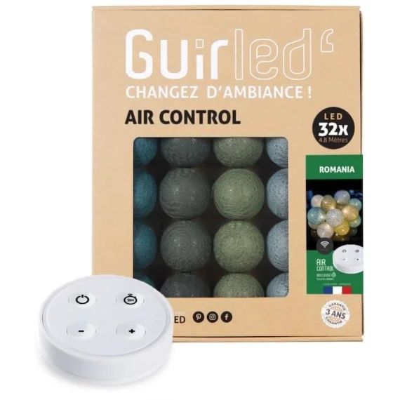 Guirlande lumineuse boules coton LED USB – Télécommandée -Veilleuse bébé 2h –  4 intensités – 32 boules 3,2m – Romonia marron