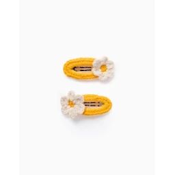 Pack 2 Pinces À Cheveux Avec Fleurs Au Crochet Jaune
