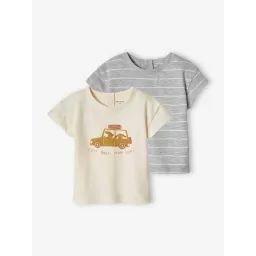 Lot de 2 T-shirts basics bébé manches courtes écru