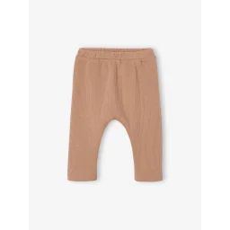 Pantalon bébé en maille nid d&rsquo;abeille gratté beige