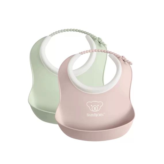 Mini Bavoir, lot de 2 – Vert pastel/Rose pastel