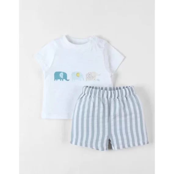 Ensemble T-shirt+ Short Eucalyptus/écru Blanc