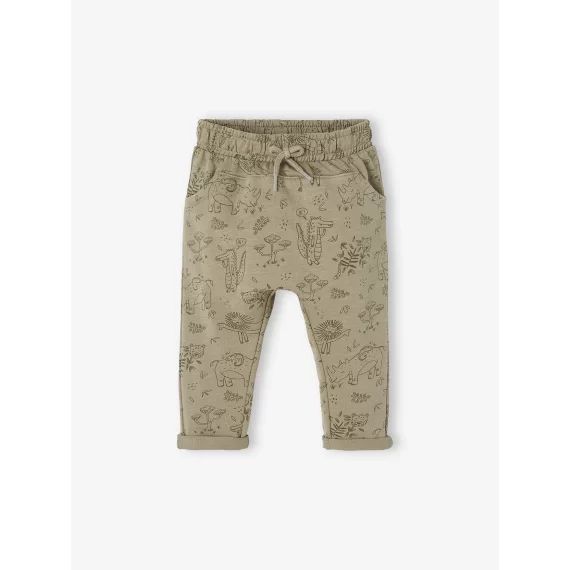 Pantalon molleton bébé garçon vert imprimé