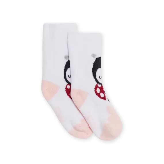 Chaussettes Blanches Motifs Coccinelles Naissance Fille