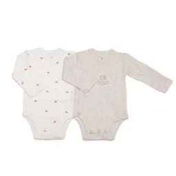 Lot De 2 Bodies Bébé Manches Longues – Mini Nous Trois Kilos Sept – Ecru – Mixte Beige