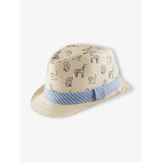 Borsalino aspect paille garçon naturel imprimé