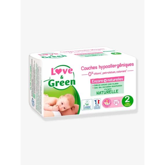 Couches hypoallergéniques T2 x 44 LOVE&GREEN blanc