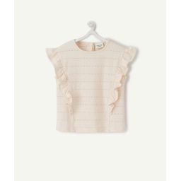 T-shirt fille sans manches rose pastel avec volants –  – Soldes