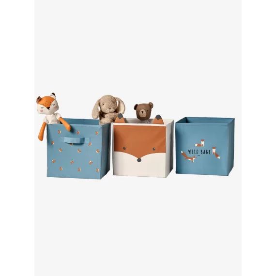 Lot de 3 bacs de rangement Baby Fox lot bleu