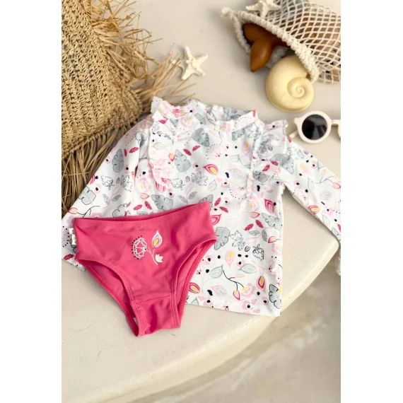 Maillot De Bain Bébé 2 Pièces T-shirt De Protection Uv & Culotte Mindanao Ecru