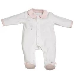 Pyjama Bébé À Manches Longues En Velours Blanc