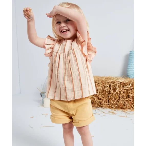 Short en jean bébé fille jaune –  – Soldes