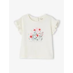 Tee-shirt avec fleurs en relief bébé écru