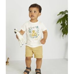 Bermuda droit bébé garçon en coton jaune –  – Soldes