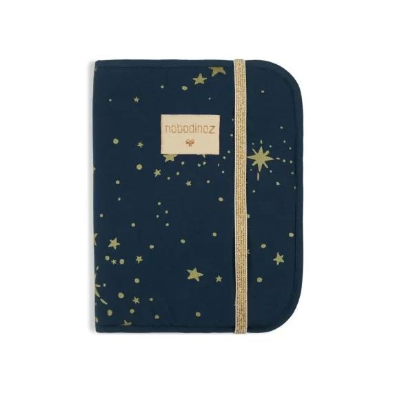 Protège carnet de santé Poema coton bio Gold stella Night blue