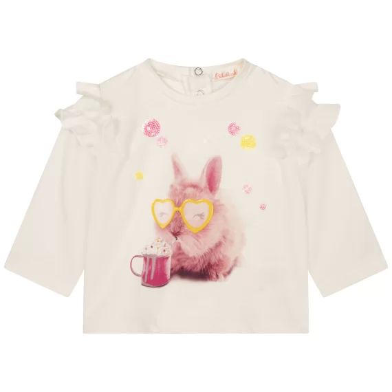 T-shirt volanté coton Fille Beige
