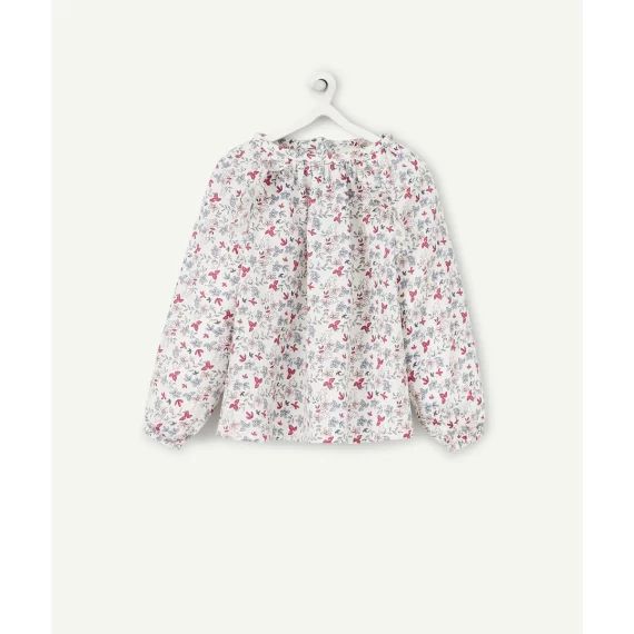 Blouse bébé fille blanche en coton avec imprimé fleuri –  – Soldes