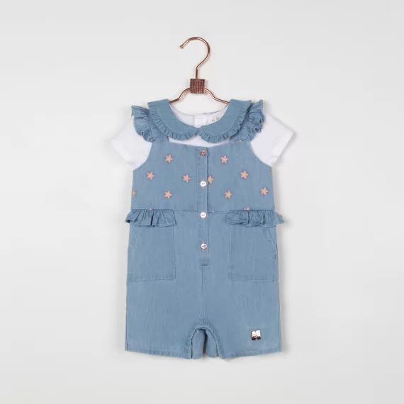 Combi-short à bretelles Fille Bleu