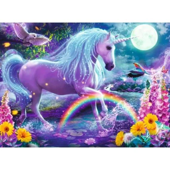 Puzzle 100 p XXL Enfant – Licorne scintillante (Collection Paillettes) – Dès 6 ans – 12980 – Ravensburger violet