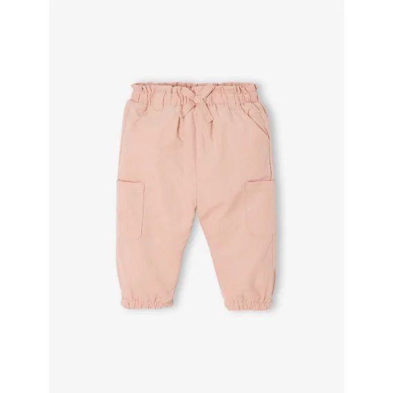 Pantalon battle velours doublé polaire bébé rose poudré